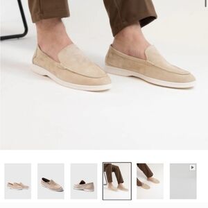 Eleante Men's Suede Slip-On Loafers in Beige 45